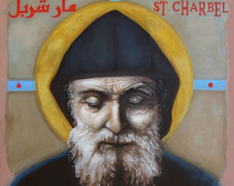 SAINT CHARBEL, saints from Lebanon, religious painting, oil on canvas, handmade, exclusive gift, custom portraits