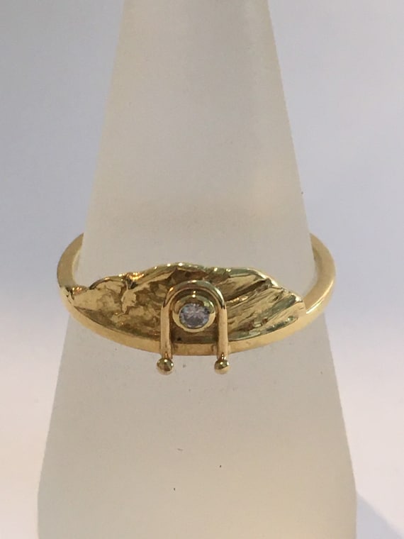 18k diamond reticulated gold ring