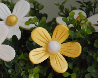 Ceramic flower, (1 pc), Ceramic Flower for vases, Gold flowers, Baby shower favors, wedding shower favor, handmade Garden Flower