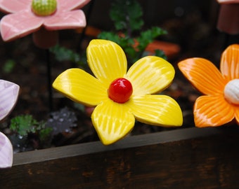 Porcelain flower, (1 pc), Ceramic flower, Handmade flowers, Garden Flowers,  Garden stakes, Flower on stems