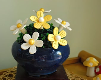 Ceramic flower, (1 pc), Ceramic Flower for vases, Gold flowers, Baby shower favors, wedding shower favor, handmade Garden Flower