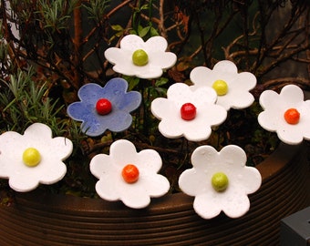 Handmade Flower,(1 pc), Garden Stake, Yard Art, Ceramic Flowers with Stem, Garden Decoration, Garden Art, Artificial Flowers, Ceramic Gift