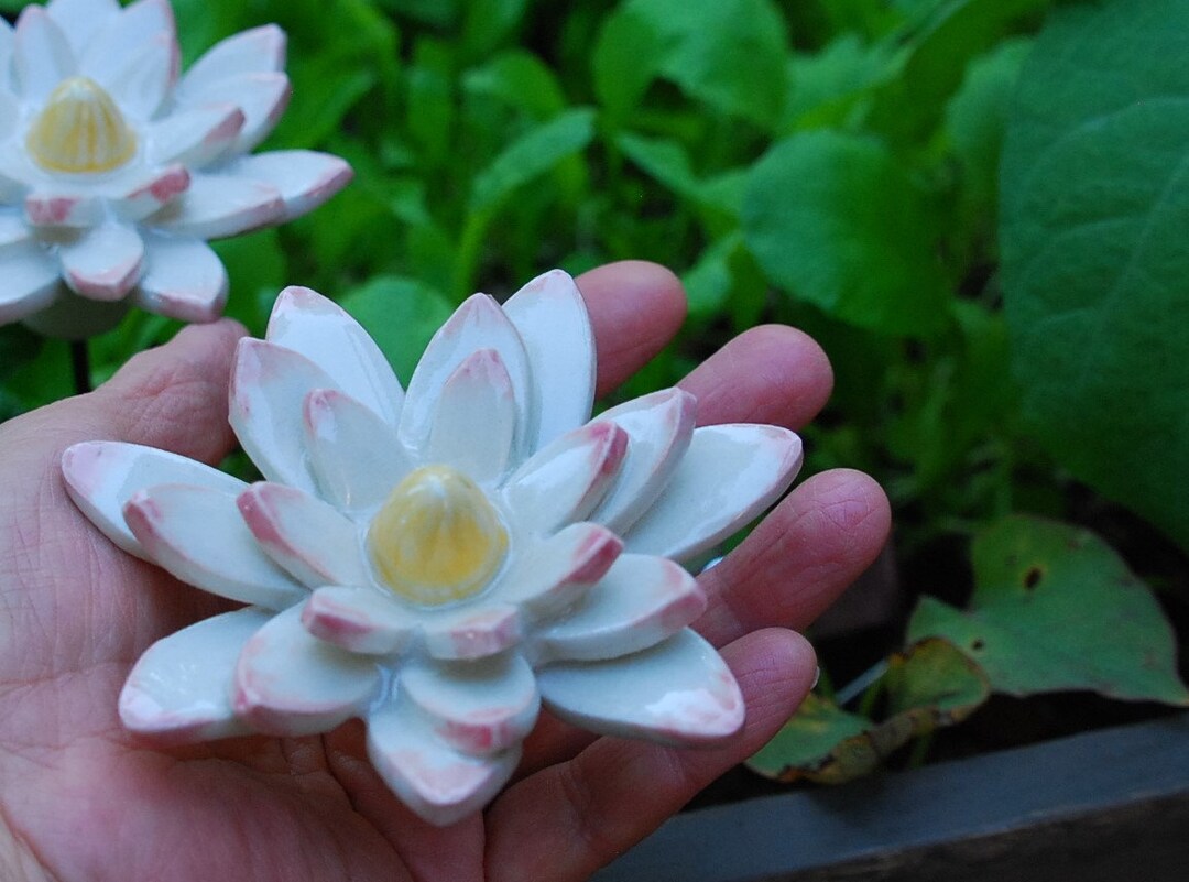 Ceramic Lotus Flowers Set of 2 Lotus Flowers Water Lily Etsy