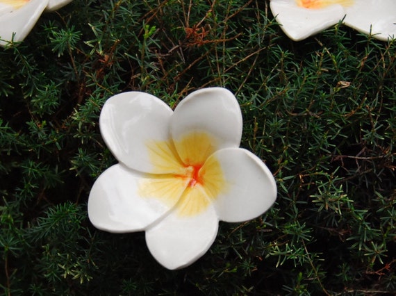 Plumeria, (1 Pc), Frangipani, Porcelain Flowers Handmade, Ceramic