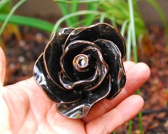 Black Rose, (1 pc), Porcelain rose, Rose, Handmade rose