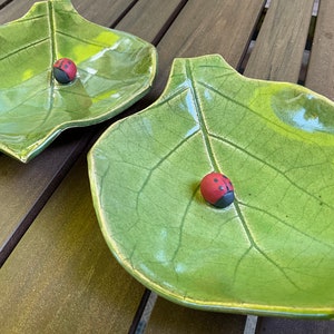 Leaf dish, (1 pc), Ring dish, Jewelry plate, Ring holder, Trinket dish, Tea bag holder, Leaf trinket dish, ladybug dish, trinket tray