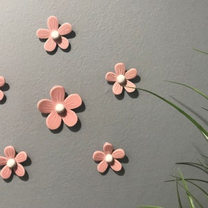 Wall hanging, (6pcs), Flower Wall hanging, Dusty Pink flower Wall arts, Ceramic wall hanging,, Ceramic Handmade Flowers