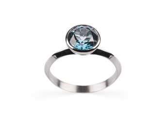 Silver Ring with Blue Topaz Stone