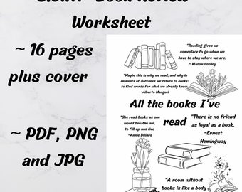 Book Review Worksheet Printable: Reading List, Romance Prompts (Digital Download)