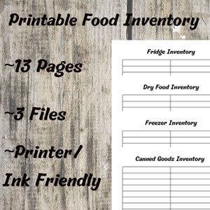 Printable Food Inventory PDF PNG and JPG