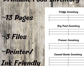 Printable Food Inventory PDF PNG and JPG