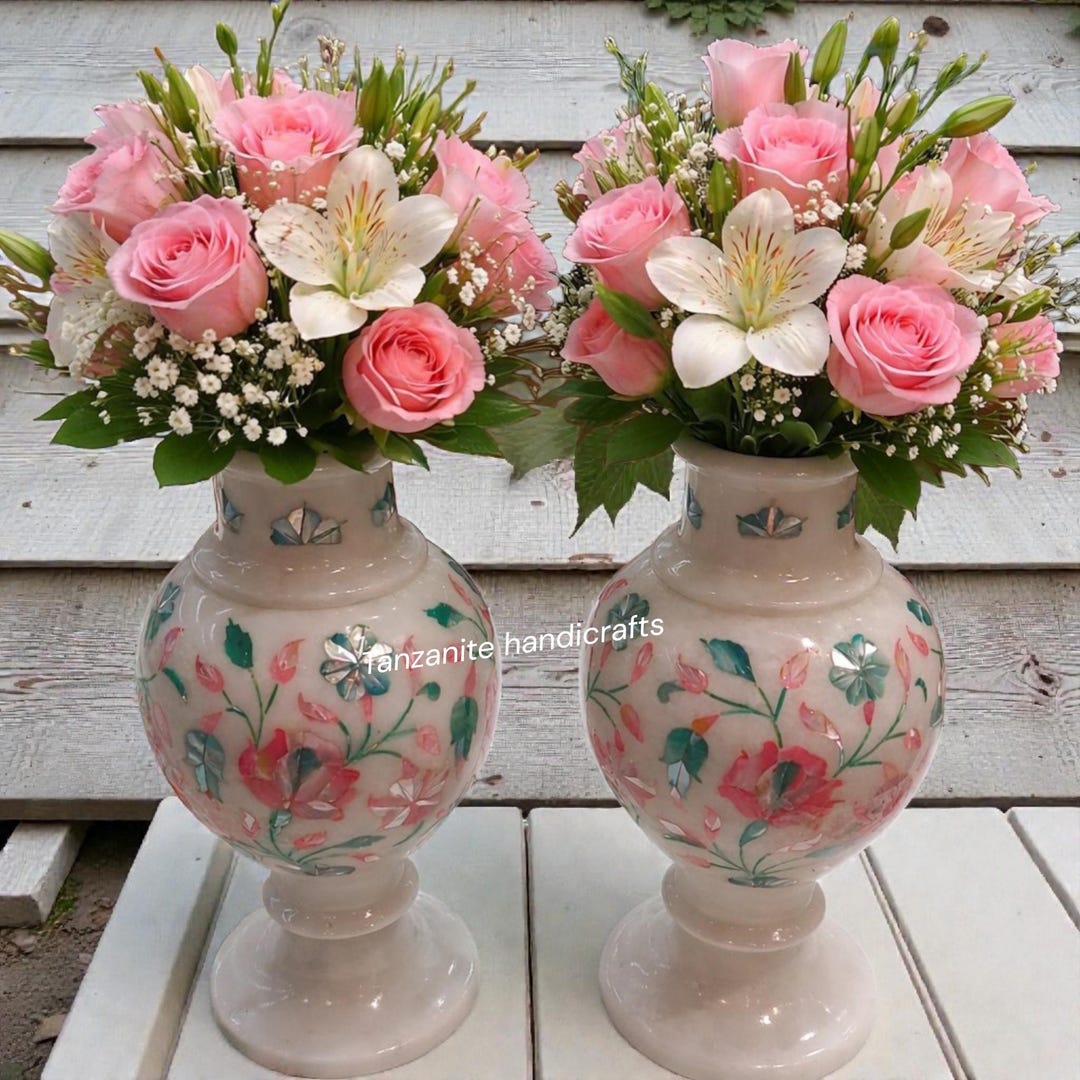 Marble Inlay Flower Vase Unique Design for Living Room Table Farniture ...