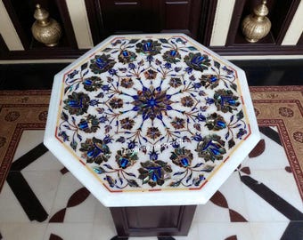 White Marble inlay Coffee Table Top Handicrafts For Office Home Decoration Wedding anniversary Gift