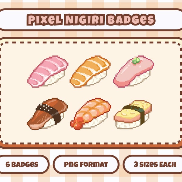 Pixel Nigiri Badges - Ready To Use for Twitch / Discord - Sub & Bit Badges