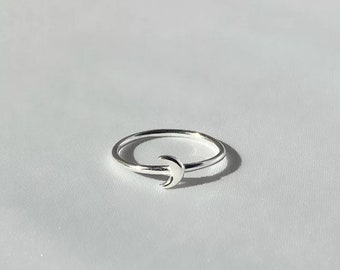 Silver midi moon ring