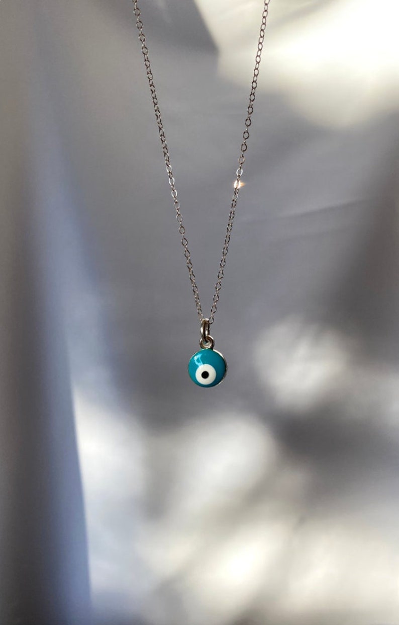 Dainty blue evil eye necklace image 4