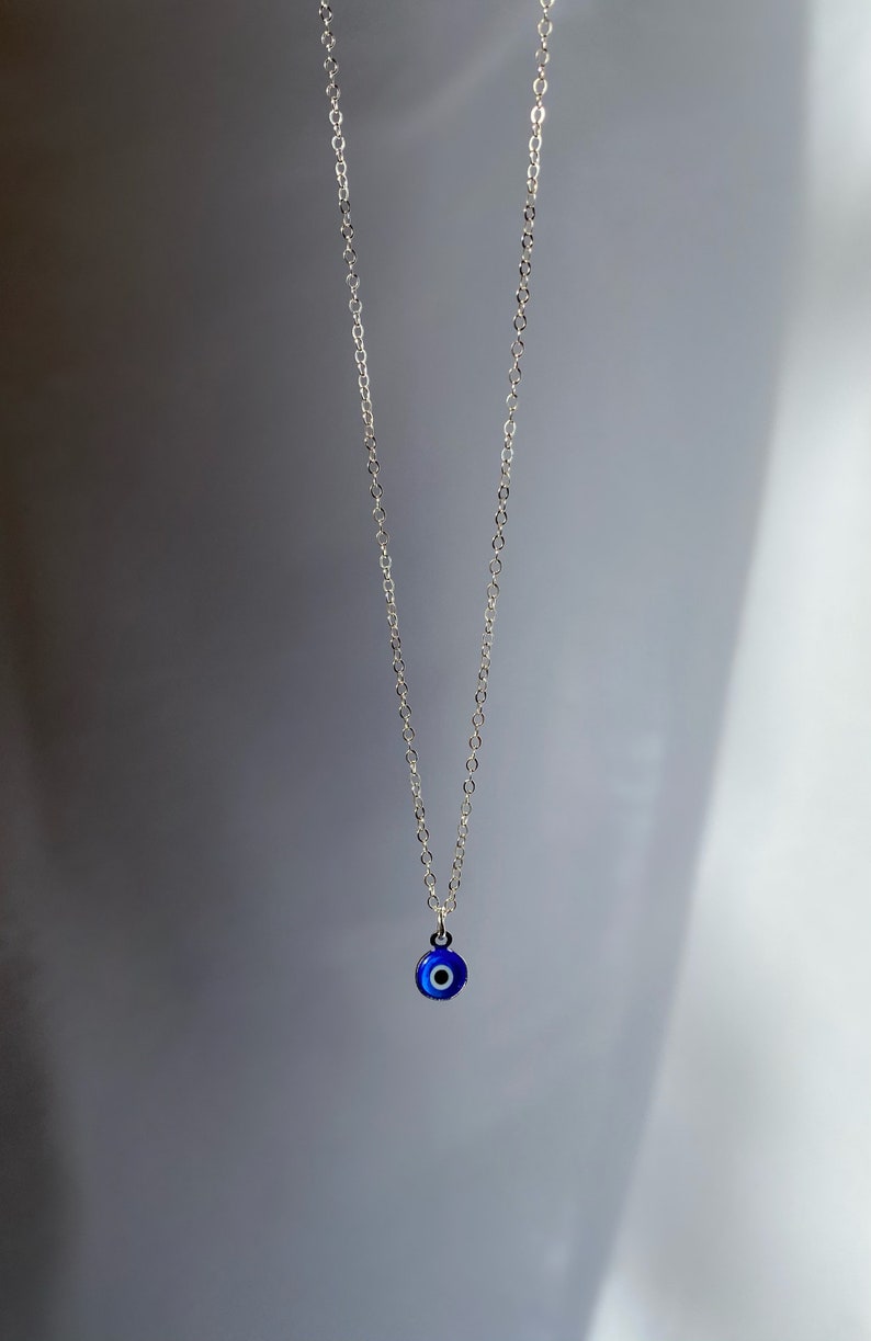 Dainty blue evil eye necklace image 2