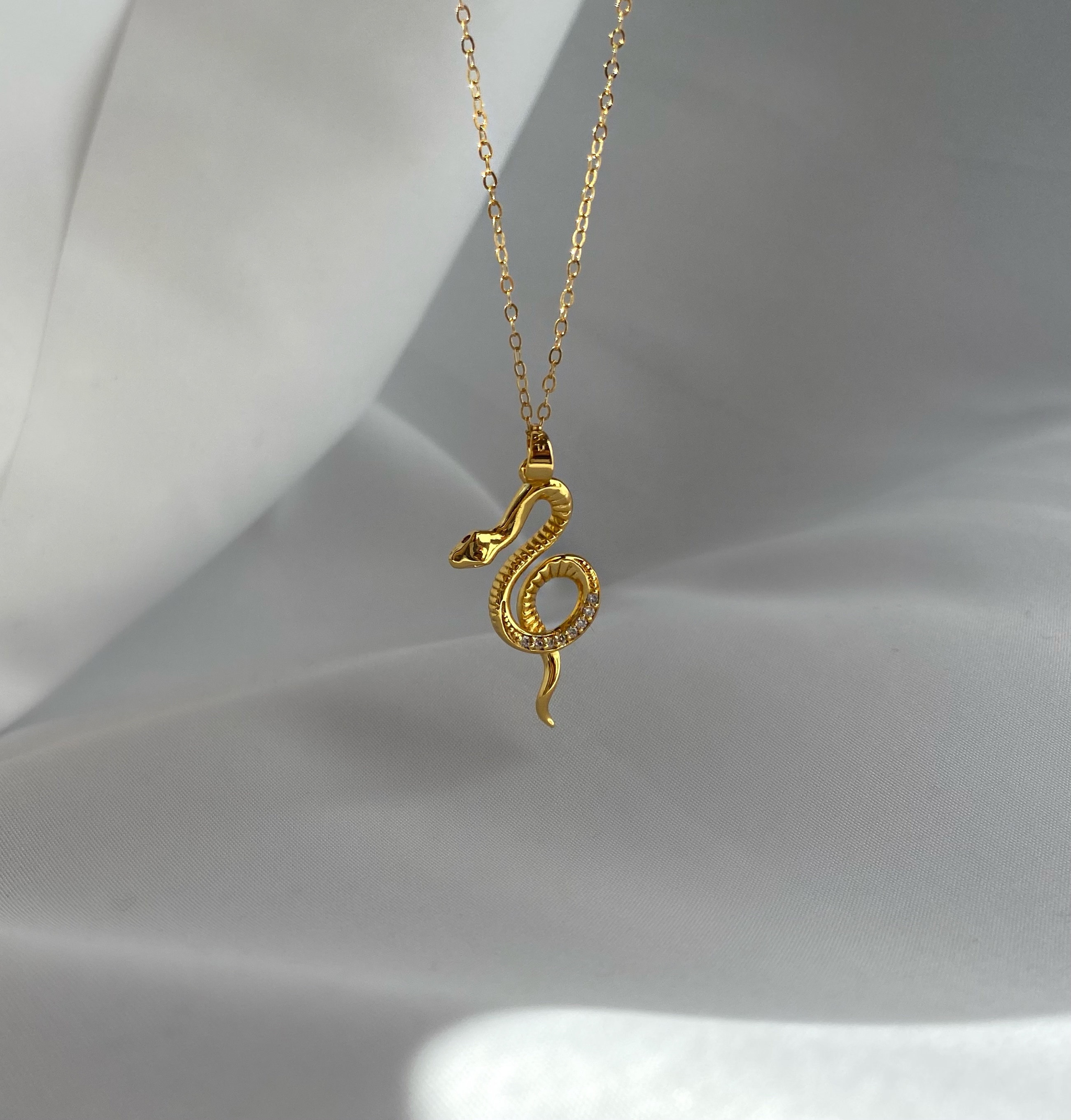 Gold filled snake necklace / Serpent necklace / Gold snake pendant