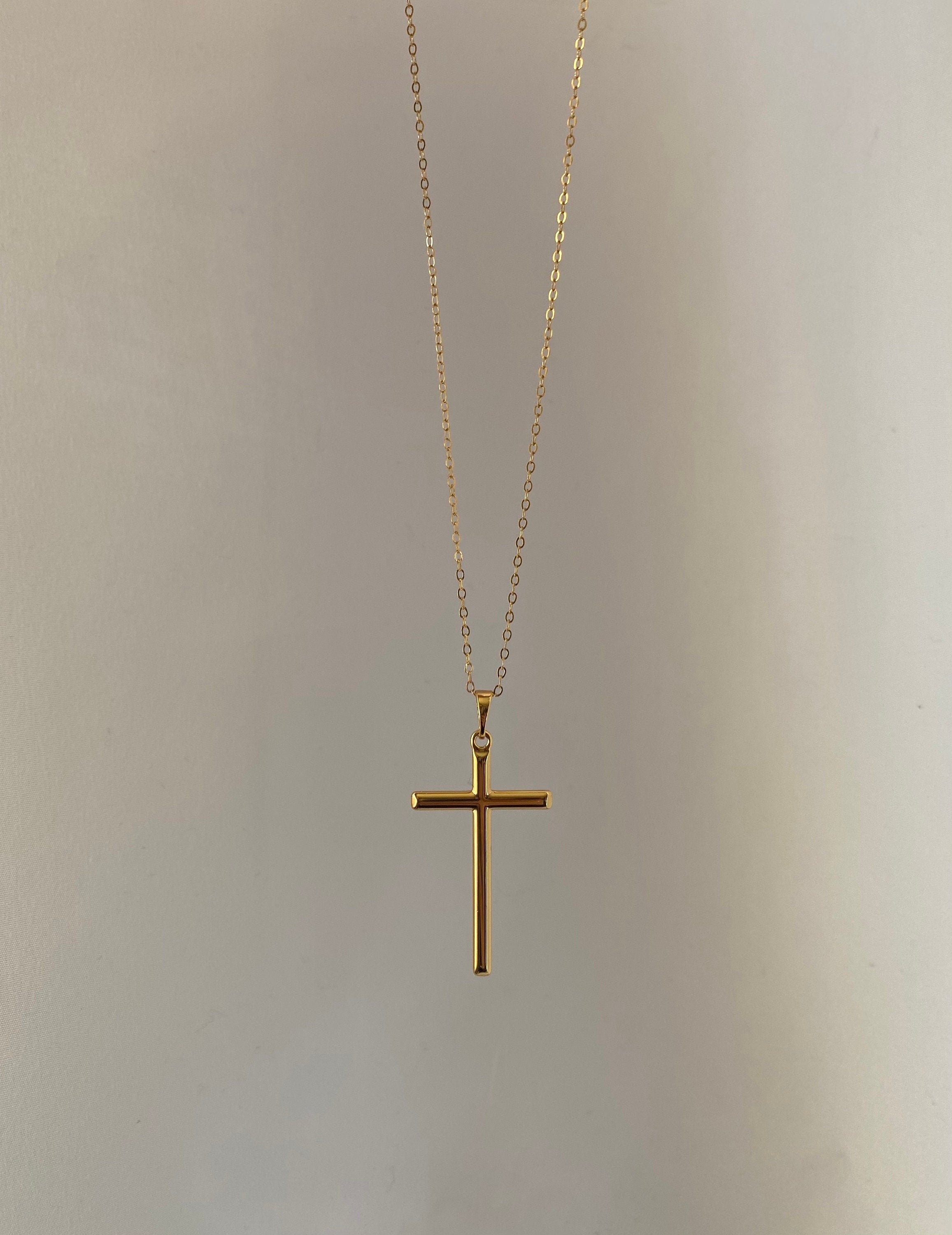 Goldfilled cross necklace / Plain gold cross necklace Etsy