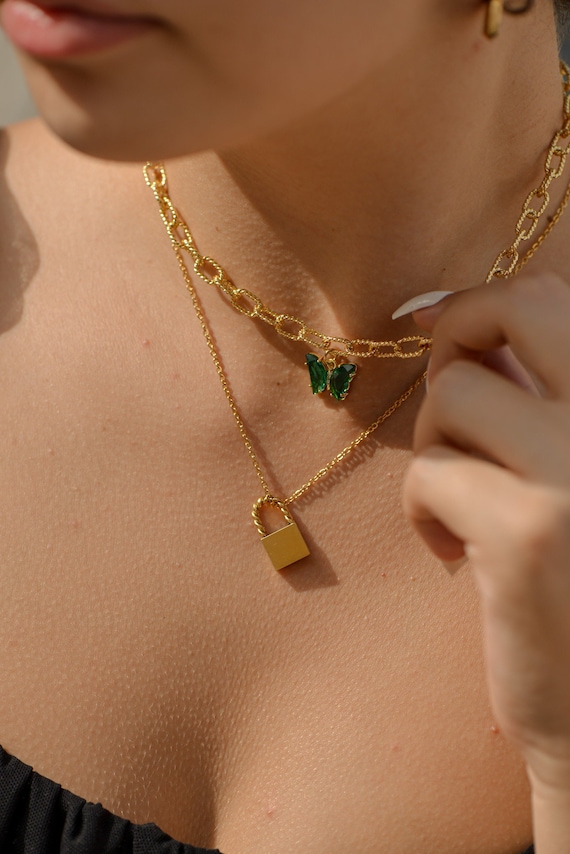 Lock necklace etsy deals