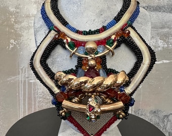 Upcycled necklace from recycled materials - Trash queen II