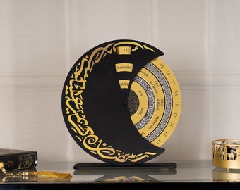 Metal Hijri Table Calendar, Islamic Home Decor, Muslim Gifts, Arabic Calendar, Islamic Table Decor