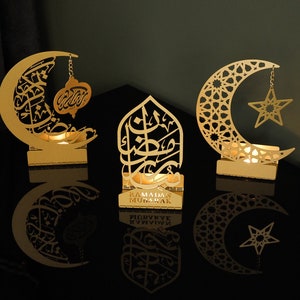 Metal Islamic Candle Holder, Ramadan Decoration for Home, Muslim Gift, Ramadan Decor, Ramadan Gifts, Muslim Home Table Decor, Eid Decoration image 2