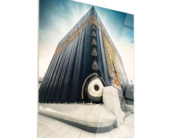 Ḥajar al Aswad & Kaaba Shareef Glass Islamic Wall Art, Vertical Islamic Art, Islamic Wall Art, Muslim Gifts, Quran Wall Art, Wall Hangings