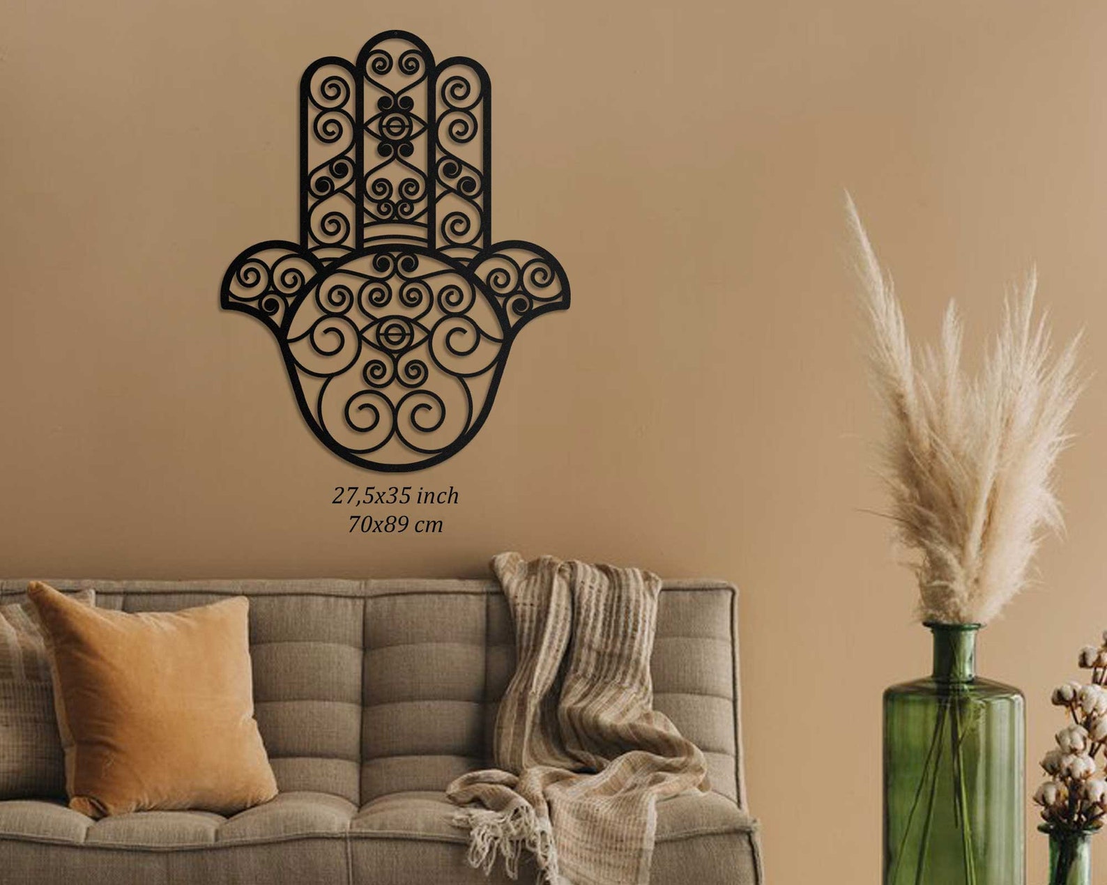 Large Metal Hamsa Hand Wall Art Hand of Fatima Islamic Home Etsy