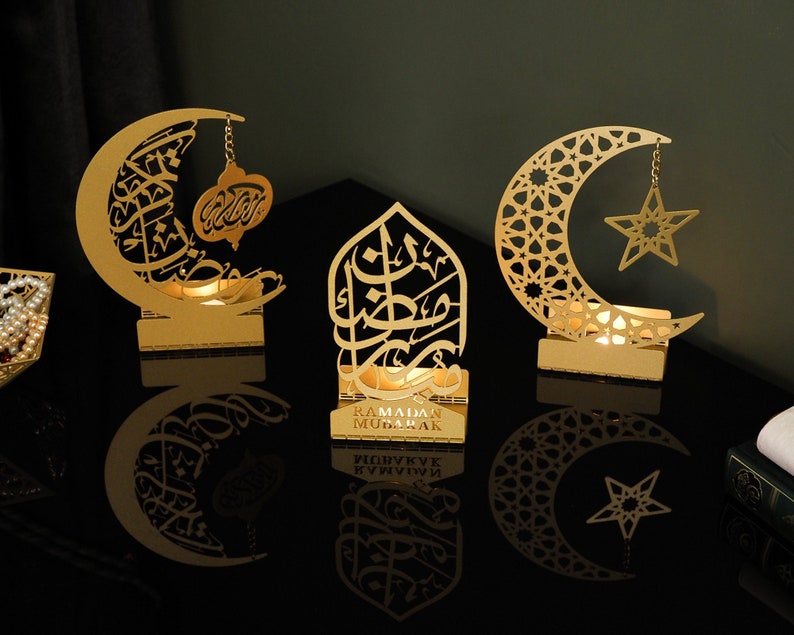 Metal Islamic Candle Holder, Ramadan Decoration for Home, Muslim Gift, Ramadan Decor, Ramadan Gifts, Muslim Home Table Decor, Eid Decoration image 2