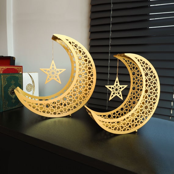 Metal Crescent Moon Islamic Decor Set of 2, Ramadan Decoration, Islamic  Home Decor, Islamic Table Decor, Eid Ramadan Decor, Candle Holder 