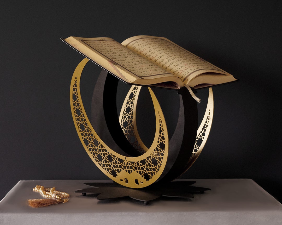 Crescent Quran Holder, Metal Quran Stand, Islamic Home Decor, Islamic