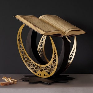 Metal Crescent Quran Holder, Quran Stand, Islamic Home Decor, Islamic Gifts, Muslim Gifts, Islamic Tabletop Decor, Arabic Decorations