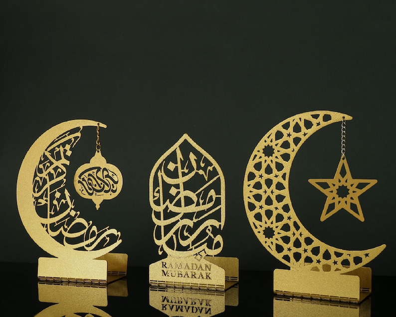 Set of 3 Ramadan Decoration for Home, Metal Ramadan Decor, Eid Decor, Ramadan Mubarak, Ramadan Table Decor, Eid Mubarak, Ramadan Crescent, Ramadan Kareem, Ramadan Gifts, Eid Gifts, Islamic Home Decor, Arabic Decor, Muslim Gifts, Islamic Art, Quran