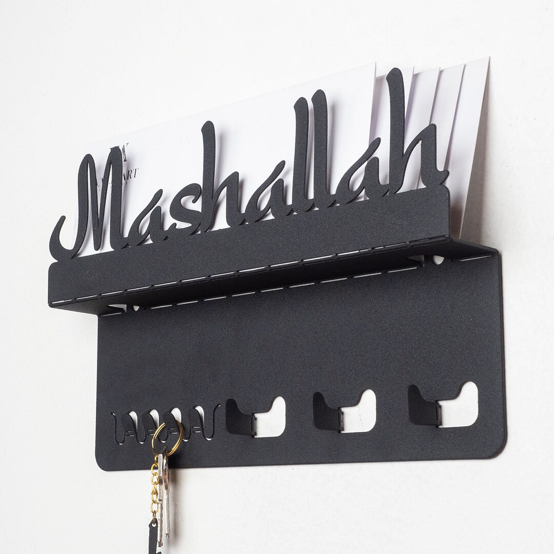 Mashallah Metal Islamic Key Holder, Islamic Wall Art, Islamic Key Rack ...