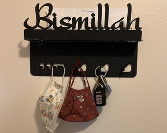 Bismillah Key Holder, Islamic Home Decor, Metal Islamic Key Hanger, Muslim Gifts, Islamic Wall Art, Arabic Wall Decor, Islamic Gifts