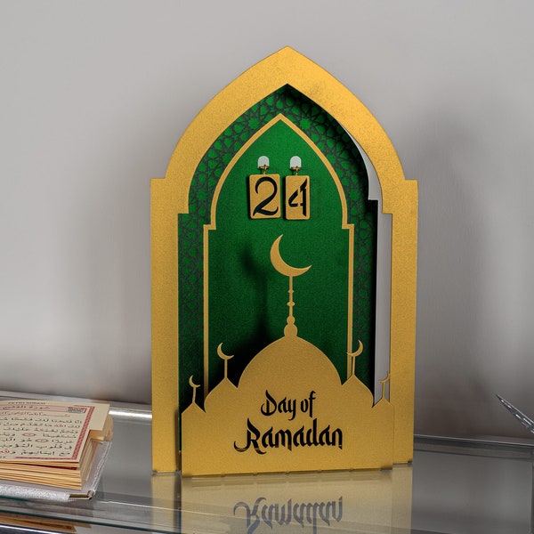 Calendario conto alla rovescia Ramadan in metallo 3D, arredamento Ramadan, tracker Ramadan, decorazioni Ramadan, regali Eid Ramadan, arredamento da tavola islamico