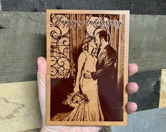 CHERRY Wood Anniversary Card, Wooden Anniversary Card, 5th Anniversary Card, Wood Love Card, Wooden Love Card, Wood Personalized Card