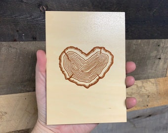 Wood Love Card, Wood Anniversary Card, Wood Heart Card, Wood Valentine&#39;s Day Card, Wood Engagement Card, Wood Sweetest Day Card, Wood Card