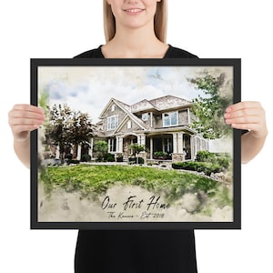 Custom Home Watercolor, Housewarming Gift, First Home Gift, Watercolor House From Photo, Watercolor House, Realtor Gift