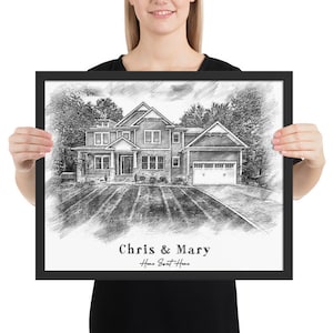 Custom Home Pencil Sketch, Housewarming Gift, First Home Gift, Pencil Sketch House From Photo, Pencil Sketch House, Realtor Gift