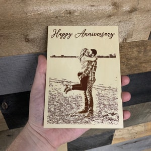 Wood Anniversary Card, Wooden Anniversary Card, 5th Anniversary Card, Wood Love Card, Wooden Love Card, Wood Personalized Card, Unique Card