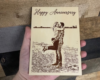 MAPLE Wood Anniversary Card, Wooden Anniversary Card, 5th Anniversary Card, Wood Love Card, Wooden Love Card, Wood Personalized Card, Card