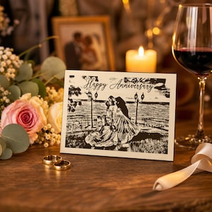 MAPLE Personalized 5th Anniversary Wood Card | Custom Wooden Anniversary Gift | Maple Wood Keepsake | Fifth Wedding Anniversary Card