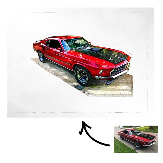 Custom Car Art, Car Photo to Art, Car Photo to Sketch, Car