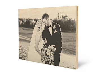 Wood Photo, Photo On Wood, Custom Wood Photo, Wood Anniversary Photo, 5th Anniversary Photo, Wood Portrait