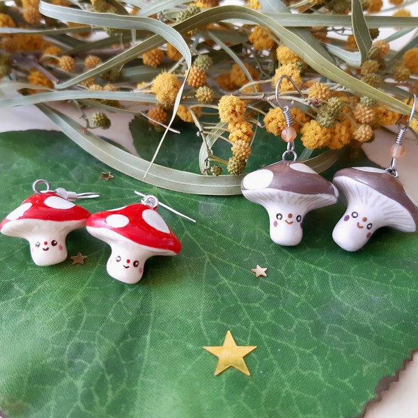 Mushroom Polymer clay Earrings