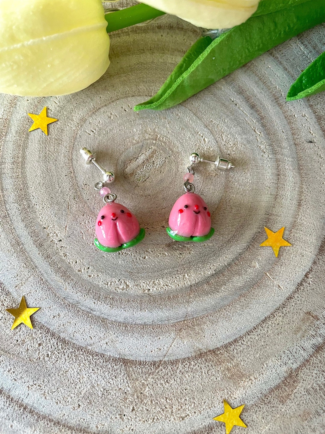 Peach friends polymer clay Earrings - Etsy.de