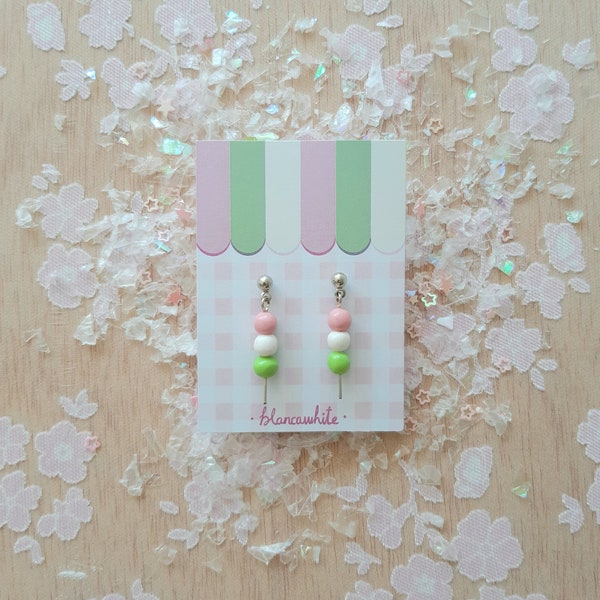 Polymer clay Dango Earrings *Japanese food*