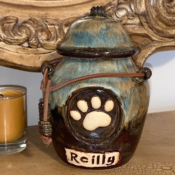 Pet Cremation Urn, Dog Urn with Paw Print - CUSTOM